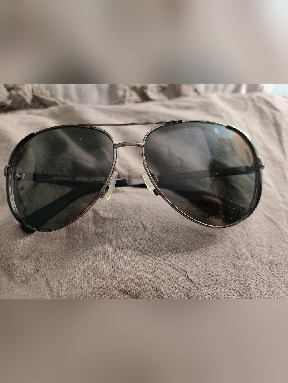 Michael Kors Women’s Aviator Sunglasses - Black Lenses, Gunmetal Frame